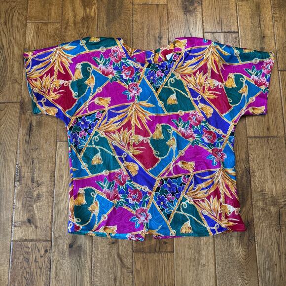 Andre Sauvage Tops - Vintage Andre Sauvage Multicolor Abstract Print Short Sleeve Blouse Womens 12